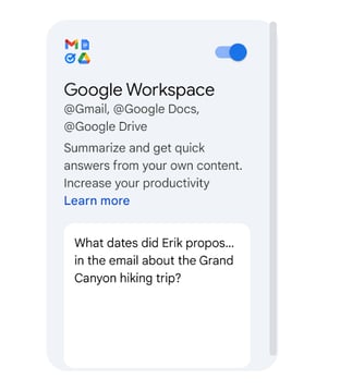 Workspace extensions Gemini feature