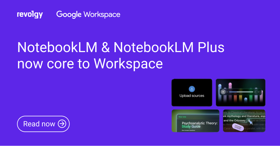 A preview image of NotebookLM & NotebookLM Plus now core to Google Workspace